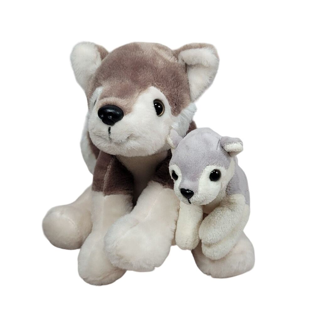 Birth of Life Wolf Plush Adventure Planet Momma & Puppy Stuffed Animal Appx 7.5"